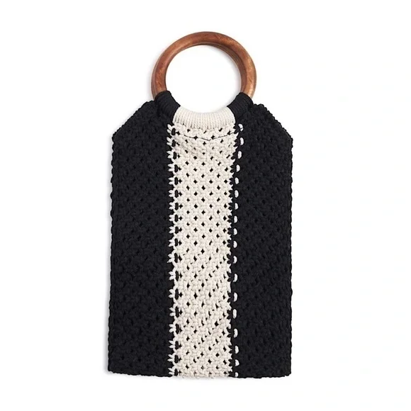 New Curateur Laude The Label GABBY Black and White Small Macrame Bag NWT - Picture 5 of 8